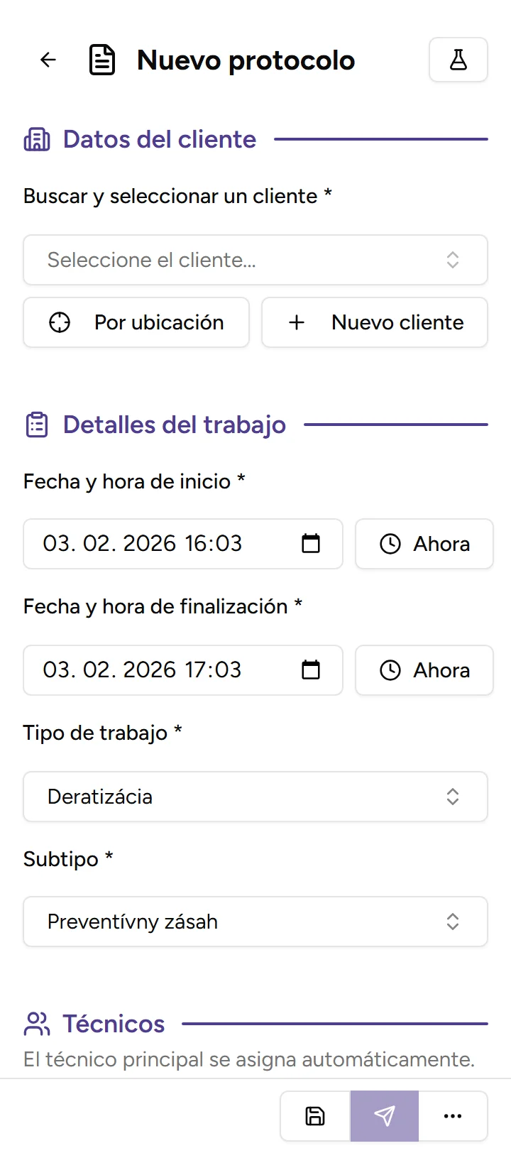 Protocolo completado antes de dejar al cliente - mobile