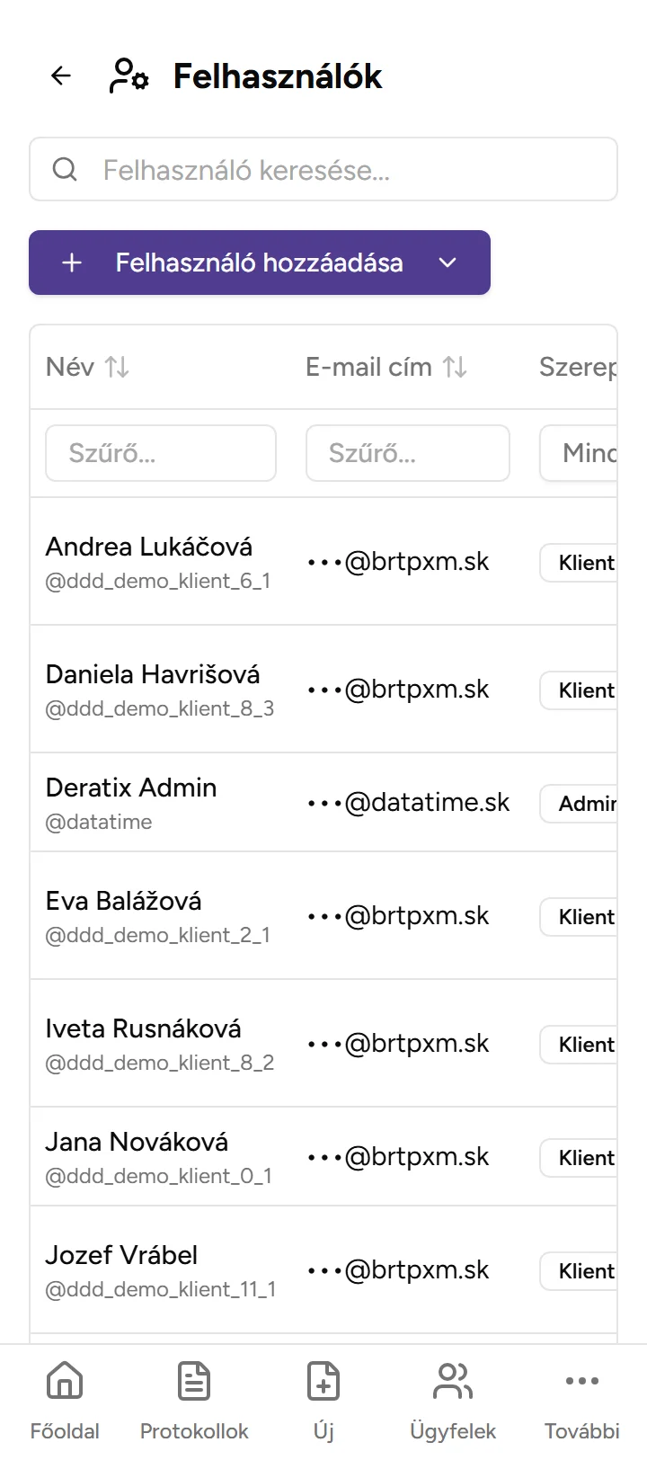 Csapatkezelés - mobile