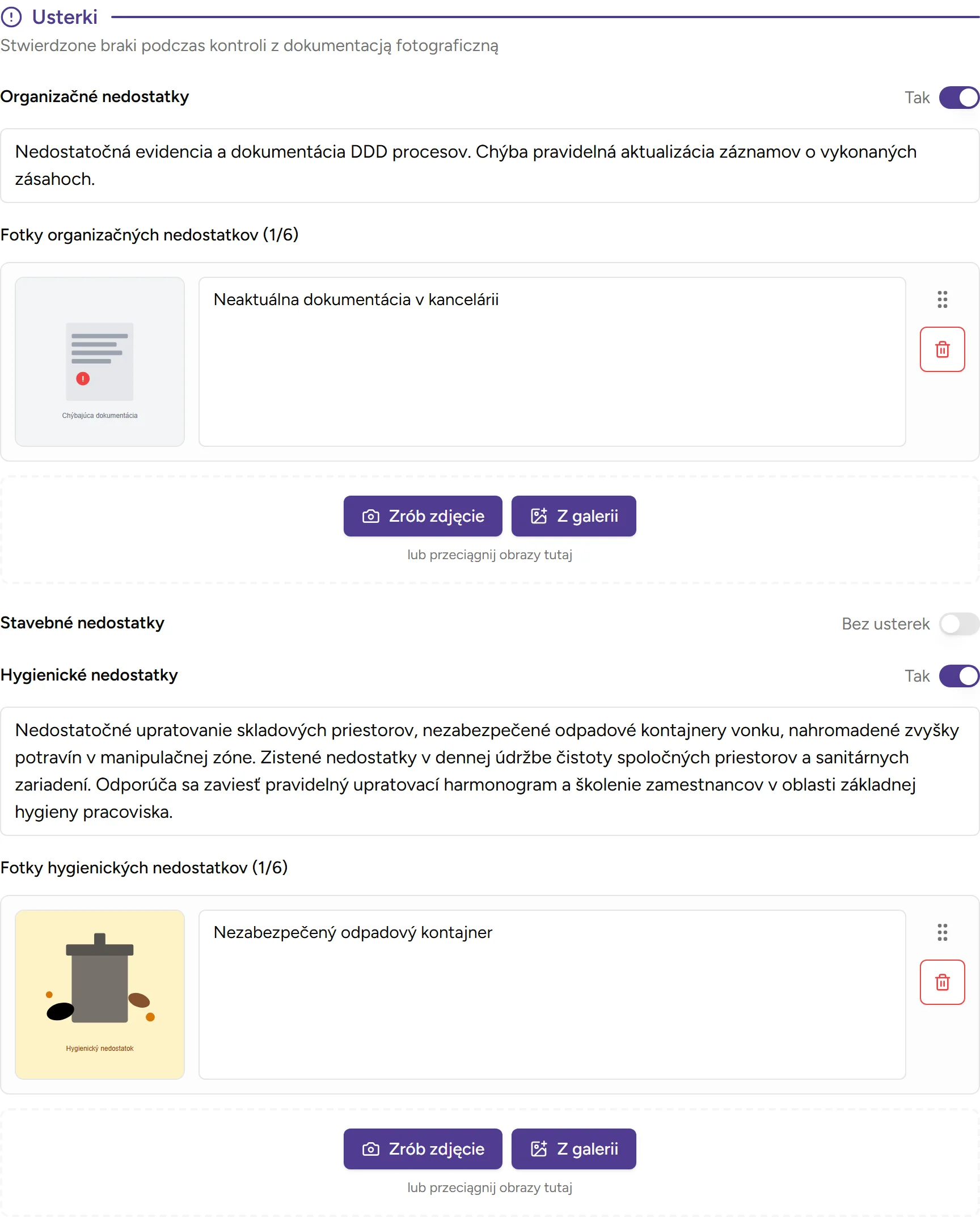 Śledzenie braków - desktop